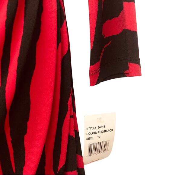 NWT Ronni Nicole Black Red Zebra Office Siren Wrap Dress V Neck Long Sleeve - Picture 14 of 16